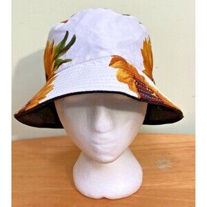 BYOS Be Your Own Style White Sunflower Bucket Hat Women's One Size Fits Most